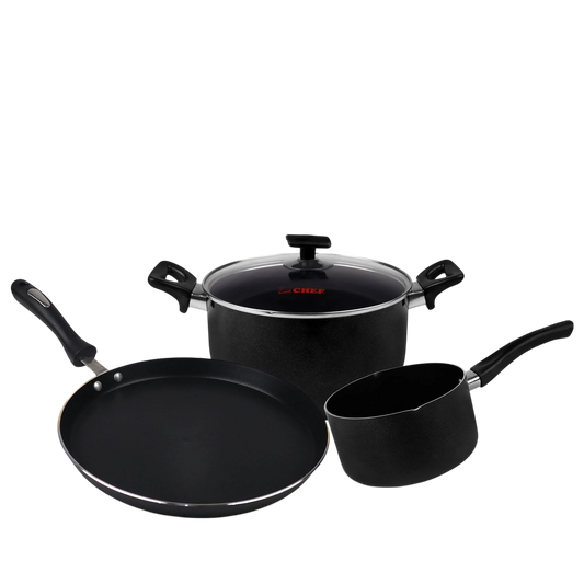 Majestic Premium Quality Mini Nonstick Gift Set 3 Pcs Kitchen Set - Pizza Pan Casserole & Milk Pan / Trio Series