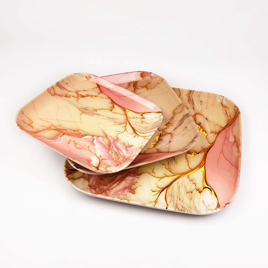 Majestic Melamine 6 pieces plate square set DOUBLE GLAZE SET Made of BPA-free break resistant melamine