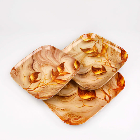 Majestic Melamine 6 pieces plate square set DOUBLE GLAZE SET Made of BPA-free break resistant melamine