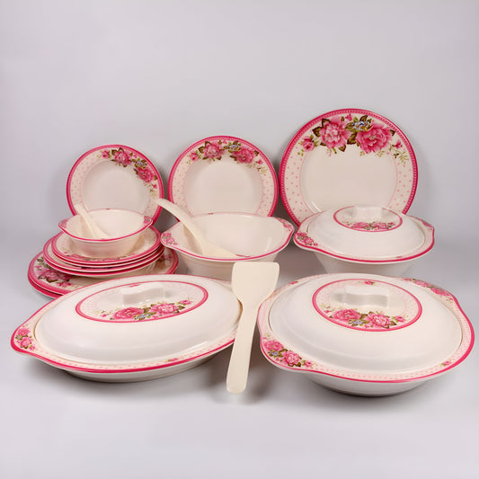 Majestic Luxury Crystal Coated Dinner Ware 72 Pcs Dinning Set - 8 Persons Serving DYNASTY CIRCLEMade of BPA-free break resistant melamine 