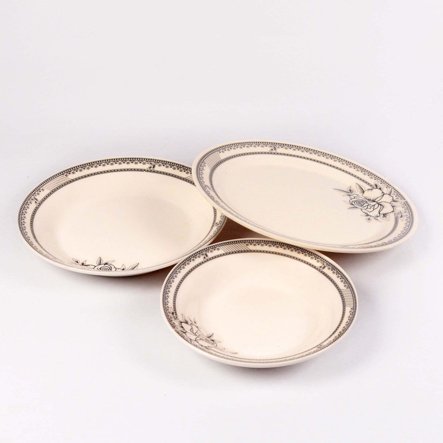 Majestic Luxury Crystal Coated Dinner Ware 36 Pcs Dinning Set - 6 Persons Serving double glaze DYNASTY CIRCLE Made of BPA-free break resistant melamine