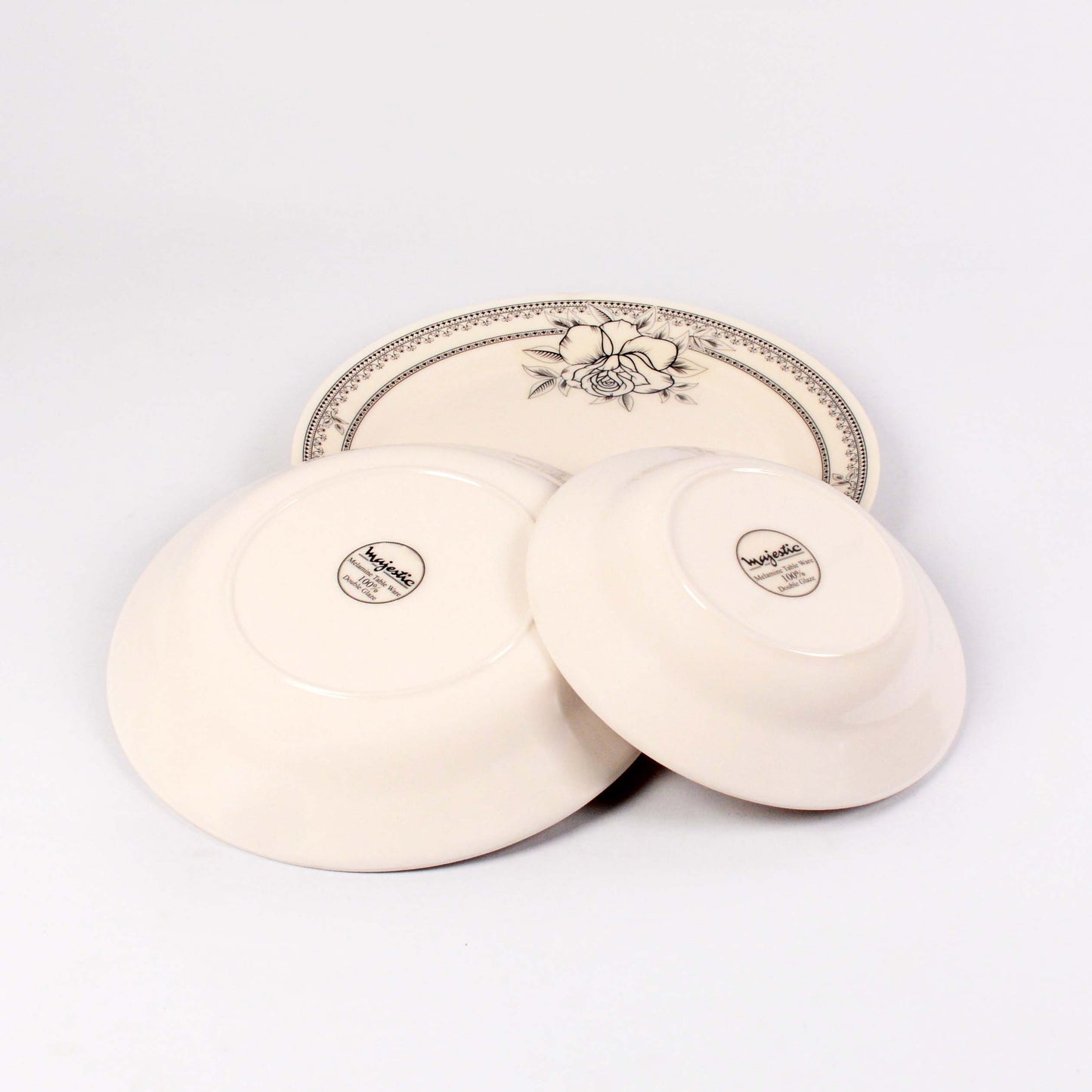 Majestic Luxury Crystal Coated Dinner Ware 36 Pcs Dinning Set - 6 Persons Serving double glaze DYNASTY CIRCLE Made of BPA-free break resistant melamine