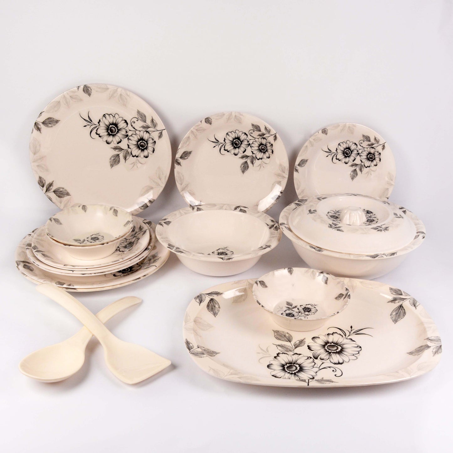 Majestic AM Dinner Ware 36 Pcs Dinning Set - 6 Persons Serving DYNASTY CIRCLE Made of BPA-free break resistant melamine