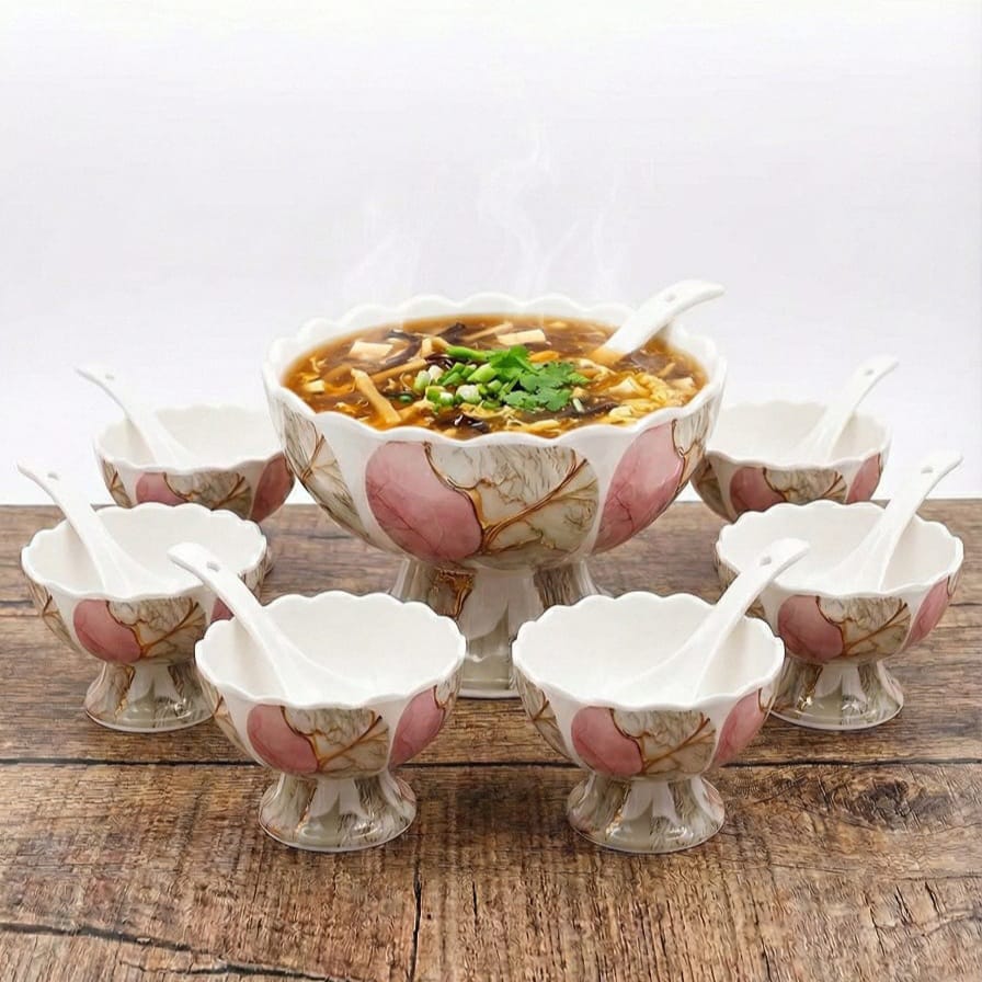 14-Piece Melamine Soup Set – Double-Glazed, Printed, Durable & Break-Resistant