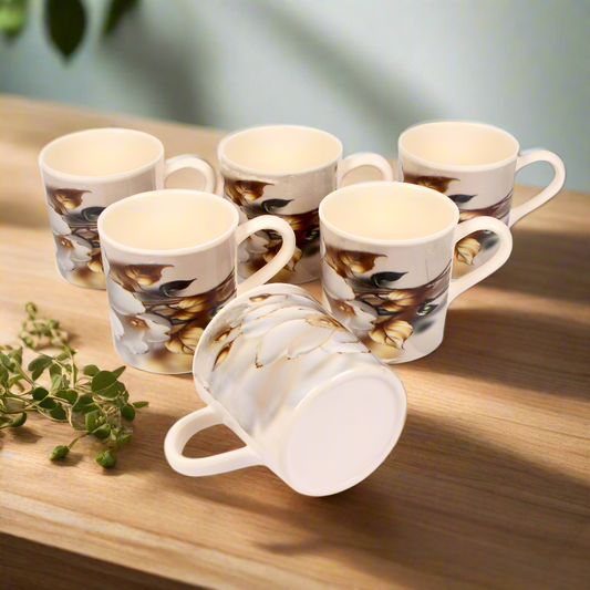 Melamine Coffee Cups of 6, 12oz Camping Mug with Handle, Lightweight and Unbreakable Cups kind to kids, Reusable Mugs Set for Tea, Dishwasher Safe, Ideal for Party RV Gift