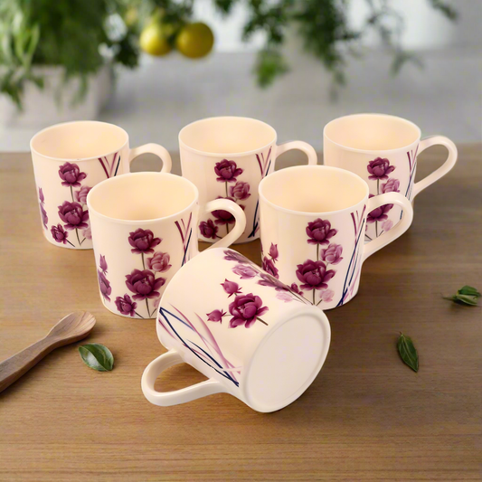 Melamine Coffee Cups of 6, 12oz Camping Mug with Handle, Lightweight and Unbreakable Cups kind to kids, Reusable Mugs Set for Tea, Dishwasher Safe, Ideal for Party RV Gift