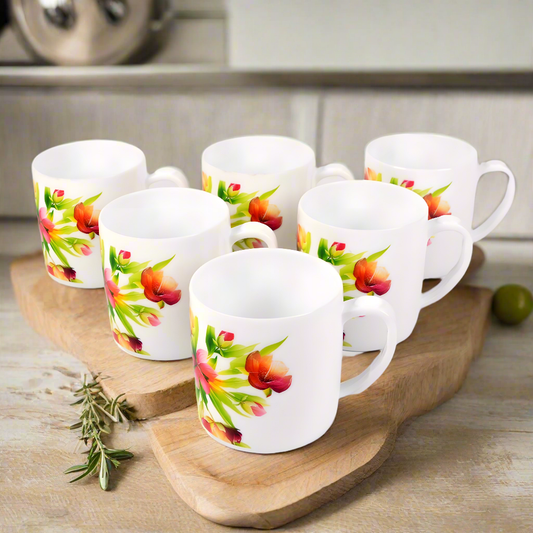 Majestic Large Tea Mugs - Stylish Majestic Plastic Tea Mugs Pack of 6 Big Size Tea Cups for Coffee, Tea, and Juice - Perfect Gift Mug Set
