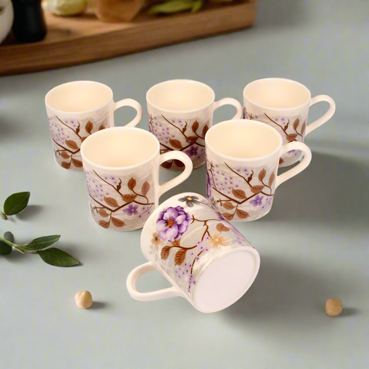 Melamine Coffee Cups of 6, 12oz Camping Mug with Handle, Lightweight and Unbreakable Cups kind to kids, Reusable Mugs Set for Tea, Dishwasher Safe, Ideal for Party RV Gift