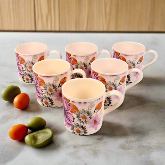 Melamine Coffee Cups of 6, 12oz Camping Mug with Handle, Lightweight and Unbreakable Cups kind to kids, Reusable Mugs Set for Tea, Dishwasher Safe, Ideal for Party RV Gift