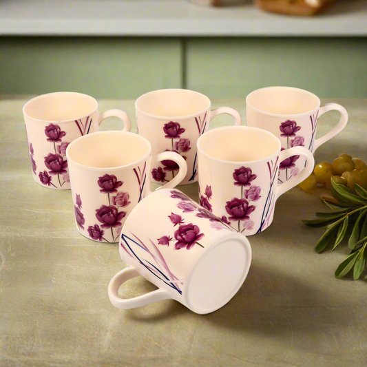 Melamine Coffee Cups of 6, 12oz Camping Mug with Handle, Lightweight and Unbreakable Cups kind to kids, Reusable Mugs Set for Tea, Dishwasher Safe, Ideal for Party RV Gift