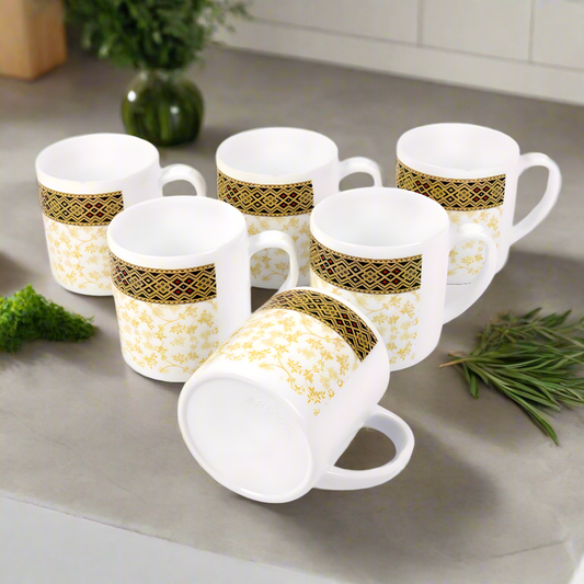 Majestic Large Tea Mugs - Stylish Majestic Plastic Tea Mugs Pack of 6 Big Size Tea Cups for Coffee, Tea, and Juice - Perfect Gift Mug Set