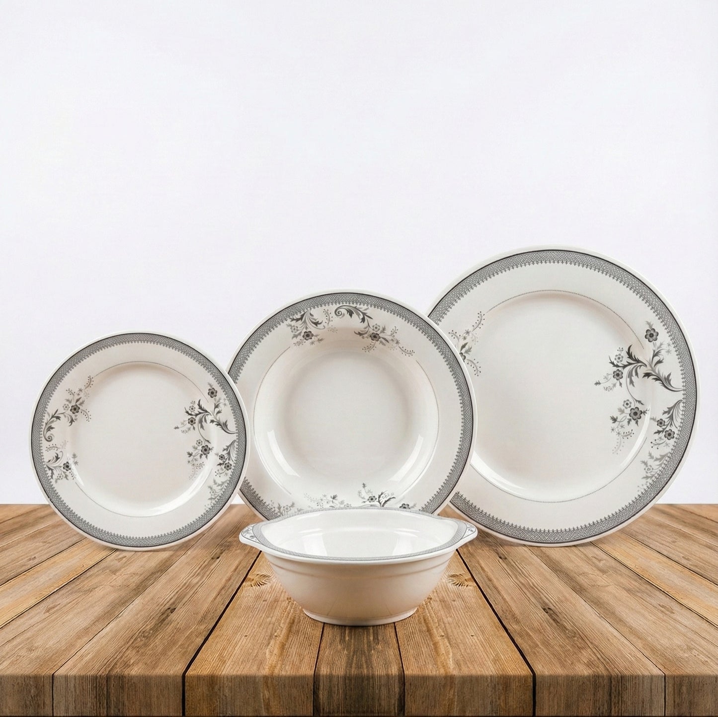 24Pcs Melamine Mini Dinner Set – 3 Sizes plates + 6 Serving Bowl (KTORI) | For 6 Persons | Unbreakable & Lightweight