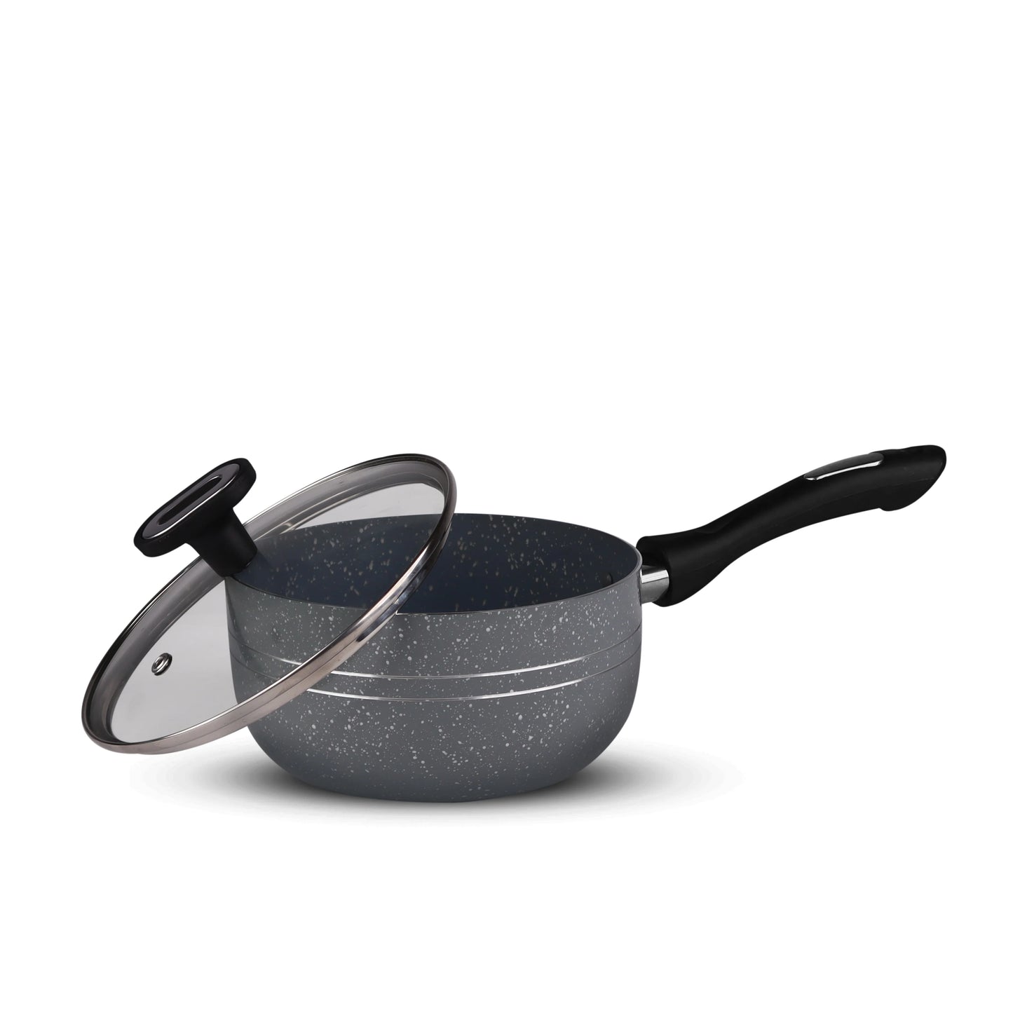 Chef Best Aluminum Non Stick Kitchen Set 15 Pcs New Arrival Cookware Set - Marble Coating Rebirth Grey