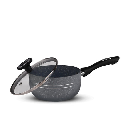 Chef Best Aluminum Non Stick Kitchen Set 15 Pcs New Arrival Cookware Set - Marble Coating Rebirth Grey