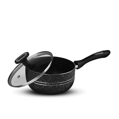 Chef Best Aluminum Non Stick Kitchen Set 15 Pcs New Arrival Cookware Set - Marble Coating Rebirth Black