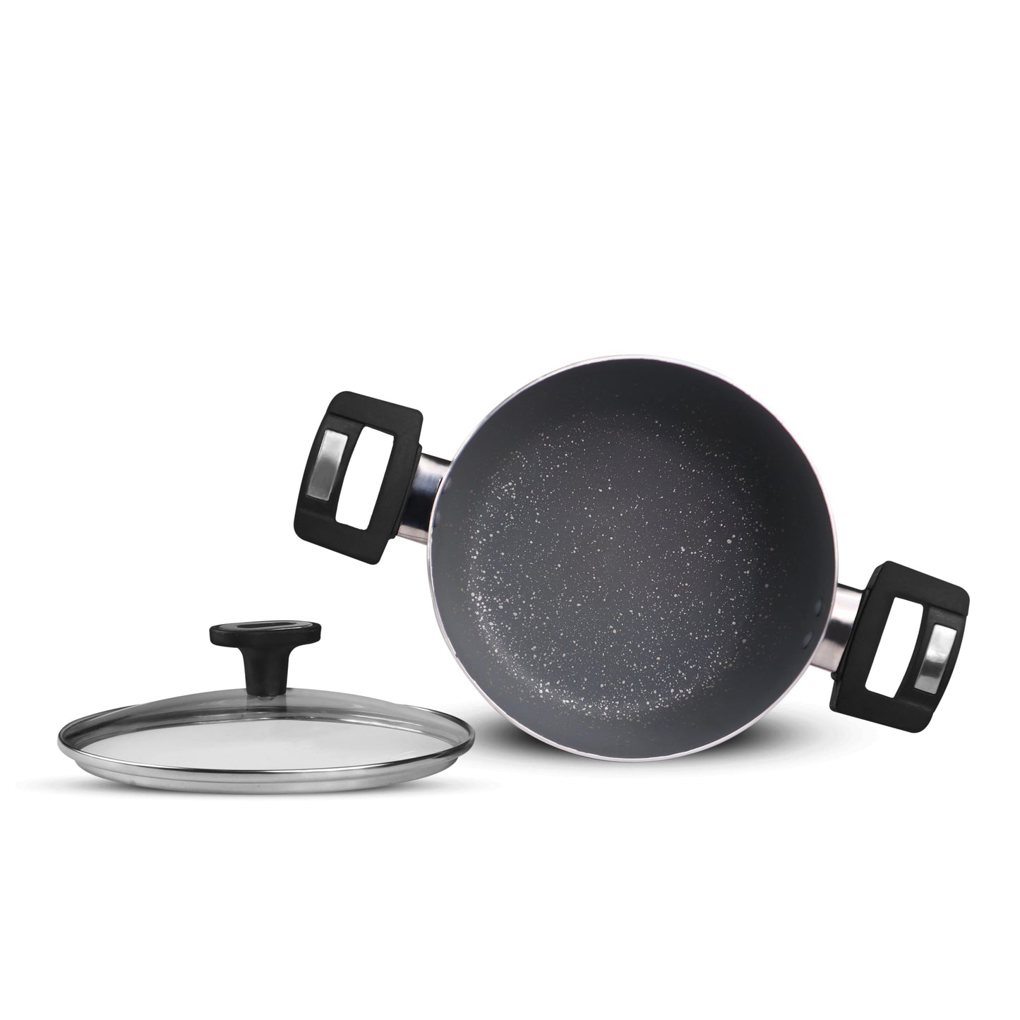 Chef Best Aluminum Non Stick Kitchen Set 15 Pcs New Arrival Cookware Set - Marble Coating Rebirth Grey