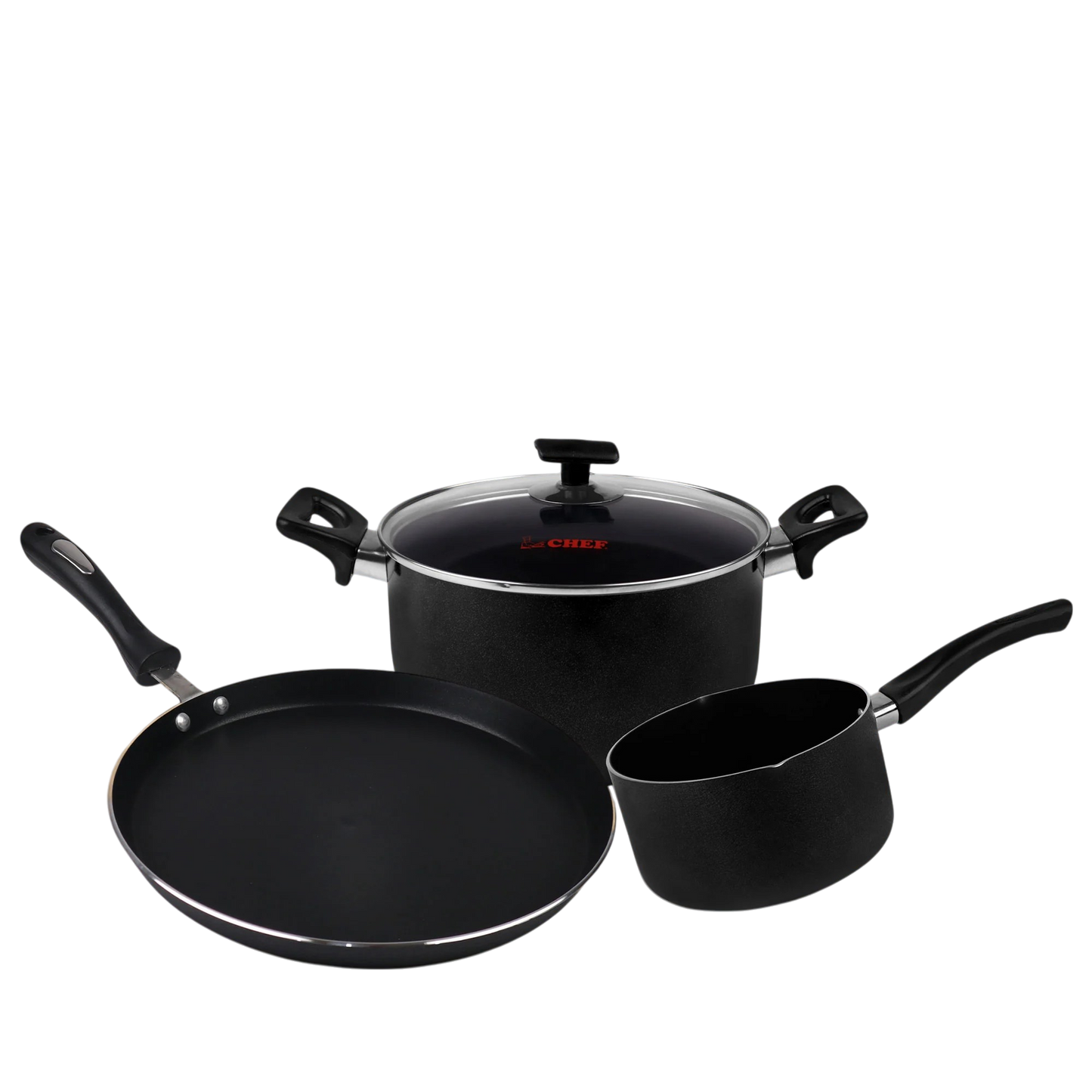Majestic Premium Quality Mini Nonstick Gift Set 3 Pcs Kitchen Set - Pizza Pan Casserole & Milk Pan / Trio Series