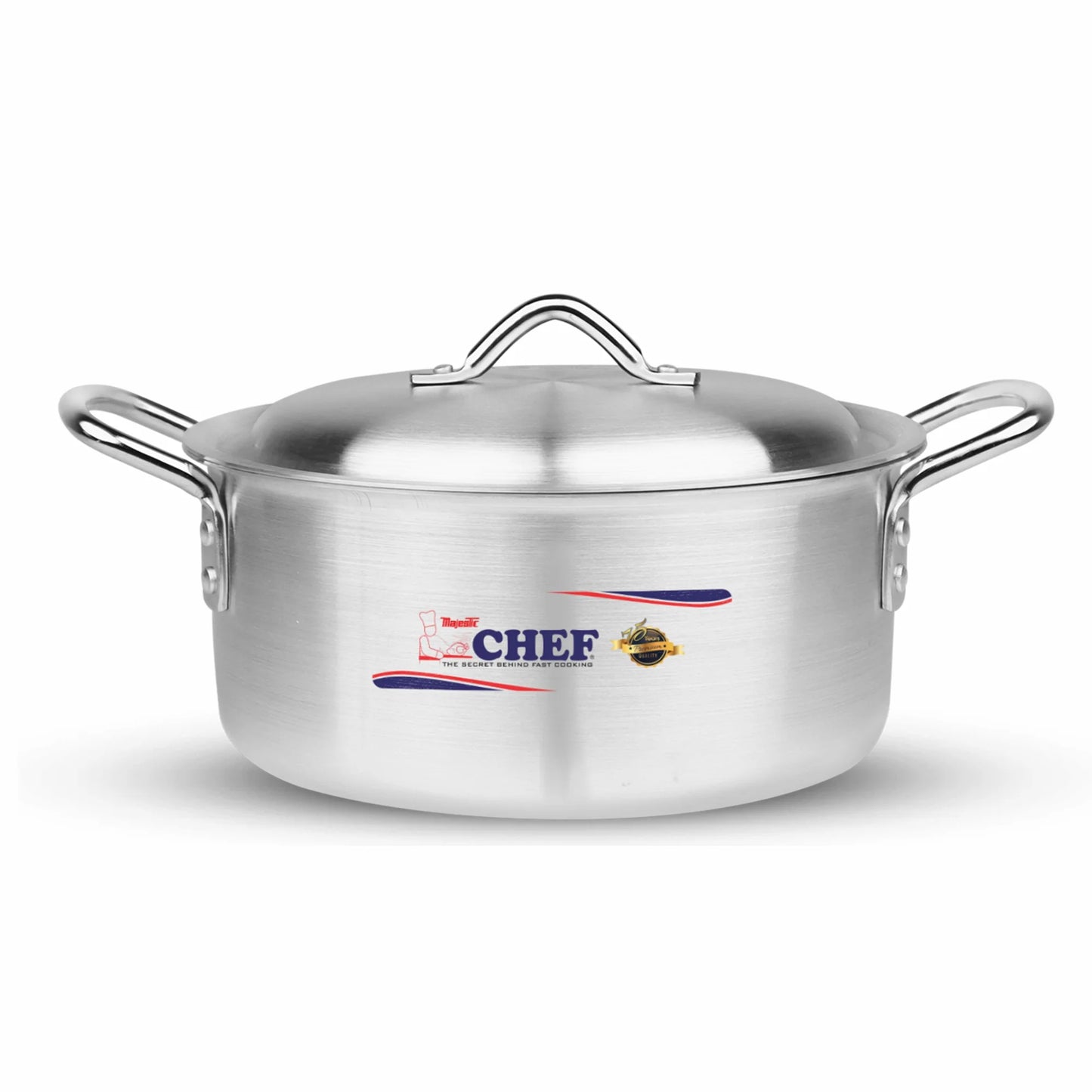 Chef Premium Quality Aluminum Casserole / Cooking Pot - Metal Finish