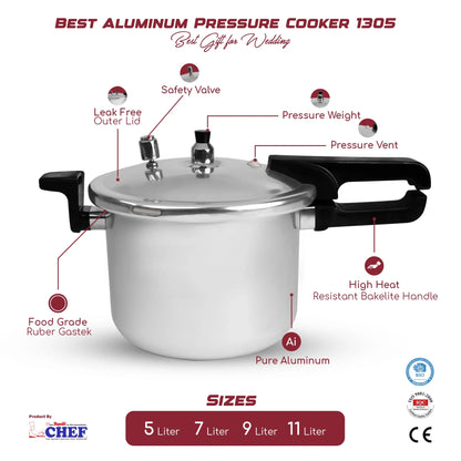 CHEF Best Aluminum Pressure Cooker - 1305 - 7 Liter