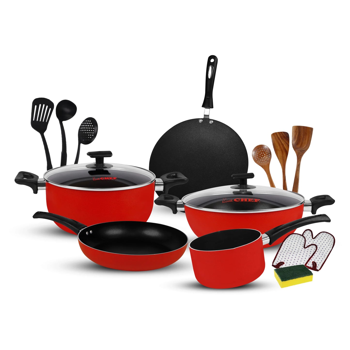 Chef Best Non Stick Cookware Set / Kitchen Set - 331 ( 15 Pcs )