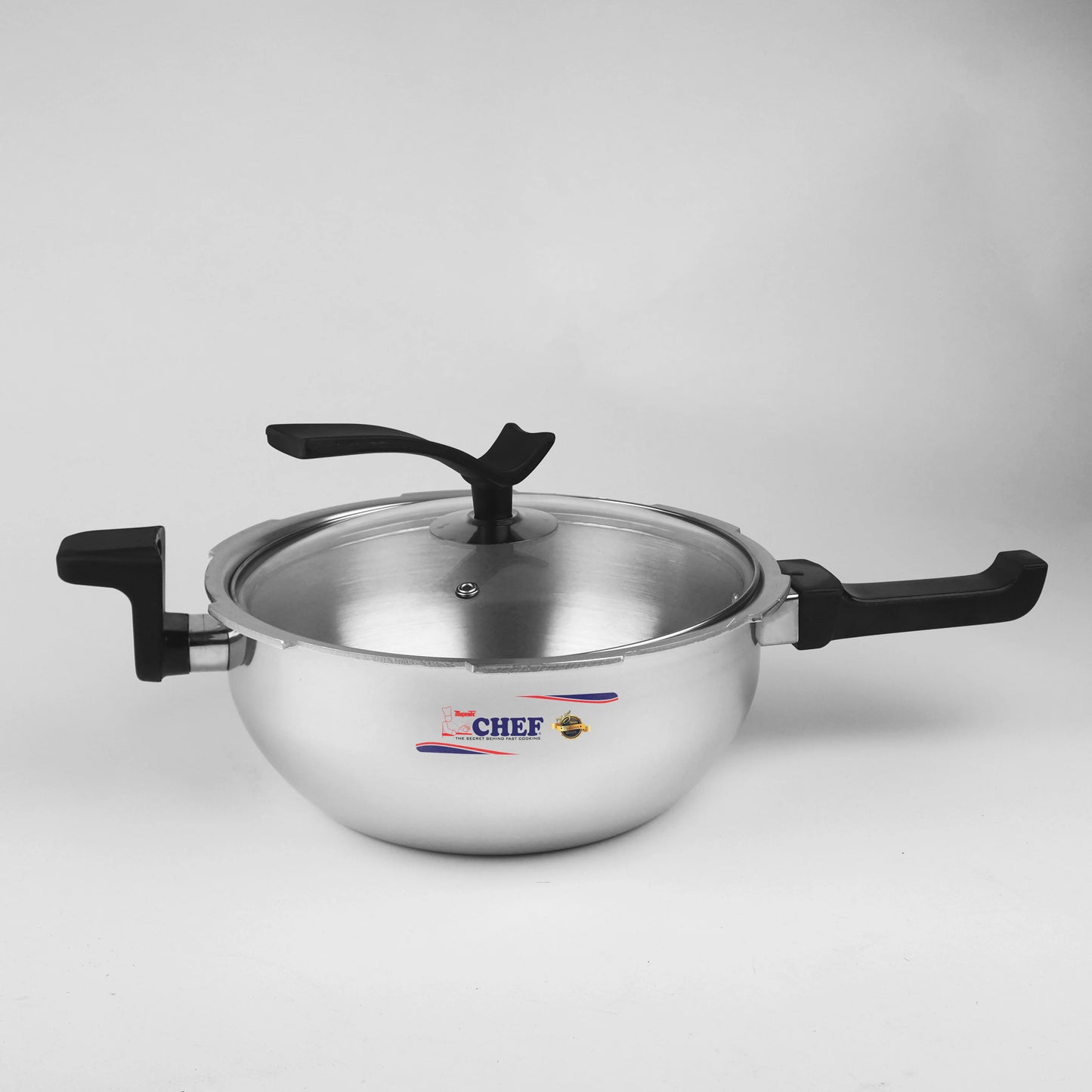 Majestic CHEF Anodized Pressure Cooker Karahi with Glass Lid 3 In 1