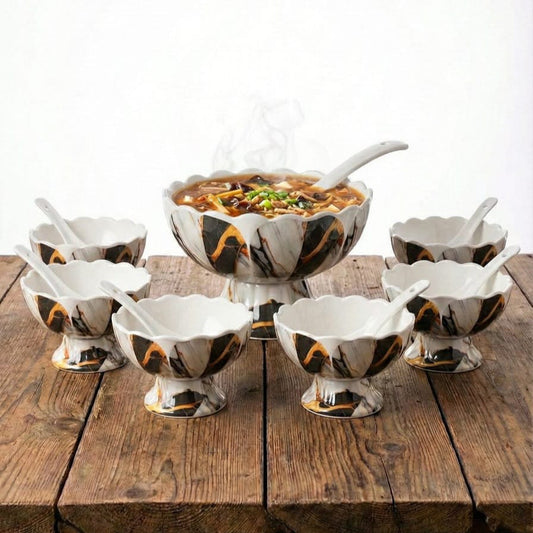 14-Piece Melamine Soup Set – Double-Glazed, Printed, Durable & Break-Resistant