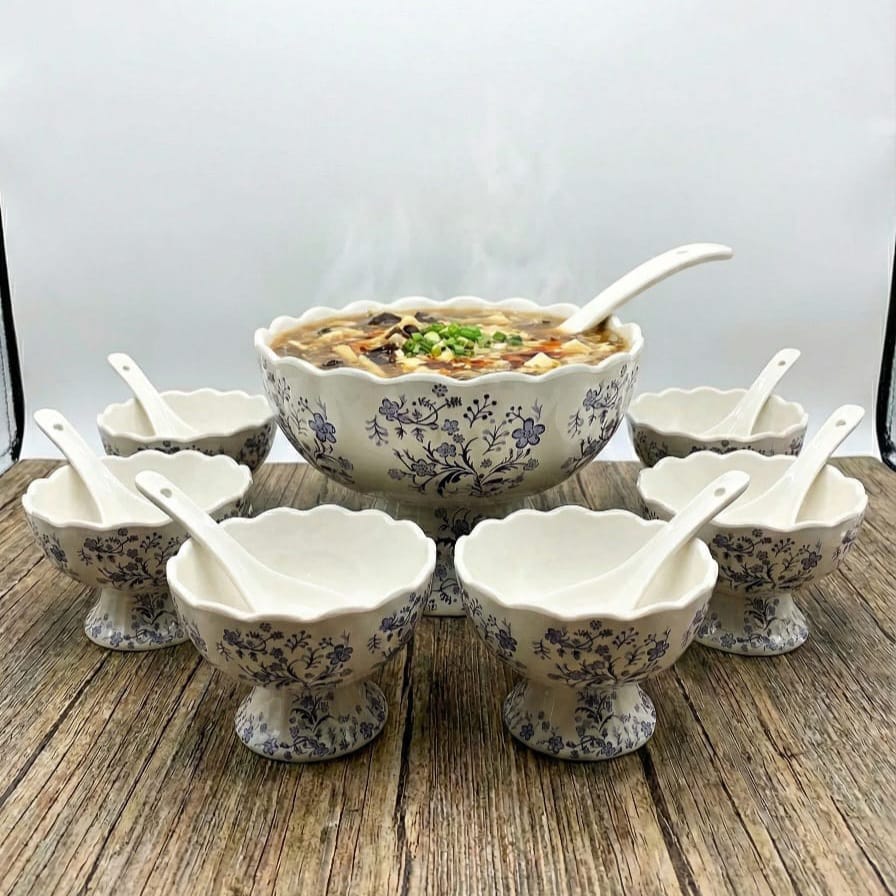 14-Piece Melamine Soup Set – Double-Glazed, Printed, Durable & Break-Resistant