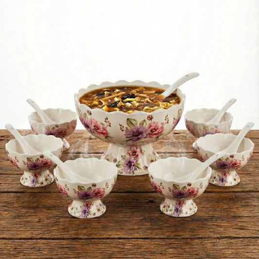 14-Piece Melamine Soup Set – Double-Glazed, Printed, Durable & Break-Resistant