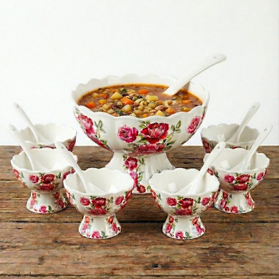 14-Piece Melamine Soup Set – Double-Glazed, Printed, Durable & Break-Resistant