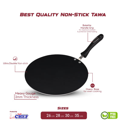 Chef Best Non Stick Tawa / Paratha Pan - Fix Handle