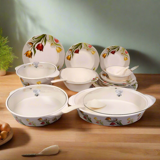 Majestic Luxury Crystal Coated Dinner Ware 72 Pcs Dinning Set - 8 Persons Serving DYNASTY CIRCLE