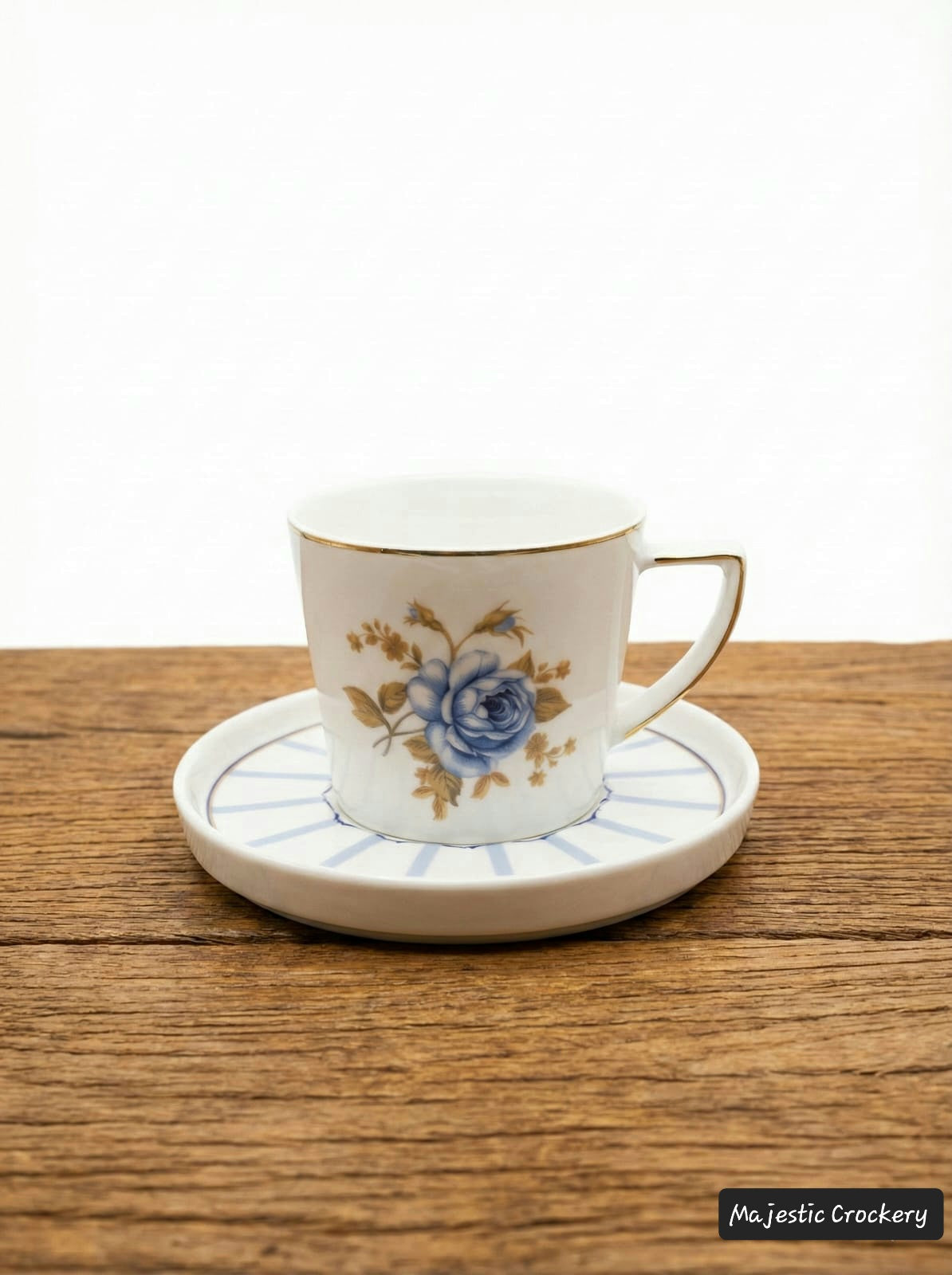 12PCs Luxury China Bone Cup Set – 6 Golden Chrome Cups with SAUCER & Premium Gift Box | Elegant Tea & Coffee Set