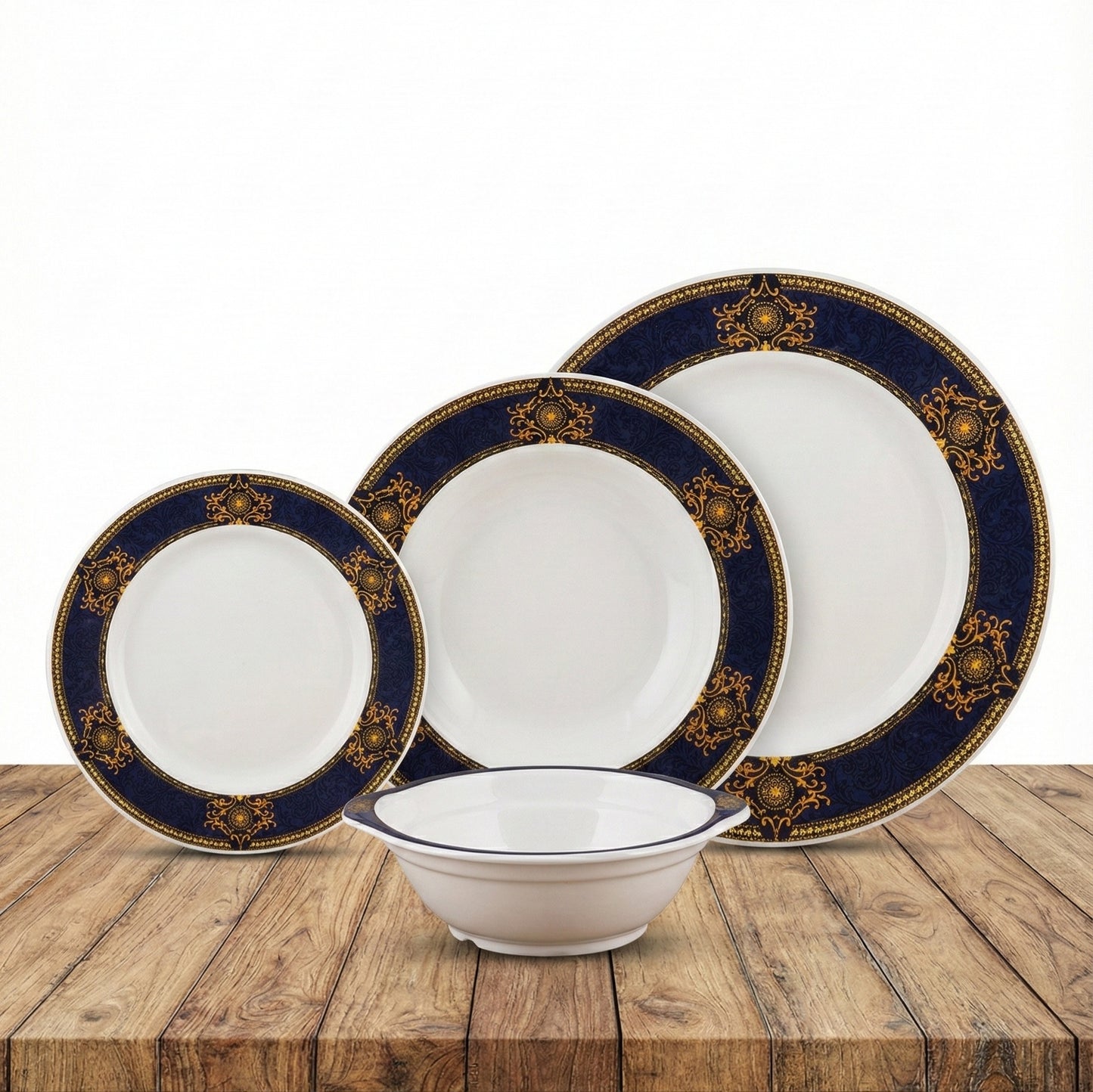 24Pcs Melamine Mini Dinner Set – 3 Sizes plates + 6 Serving Bowl (KTORI) | For 6 Persons | Unbreakable & Lightweight