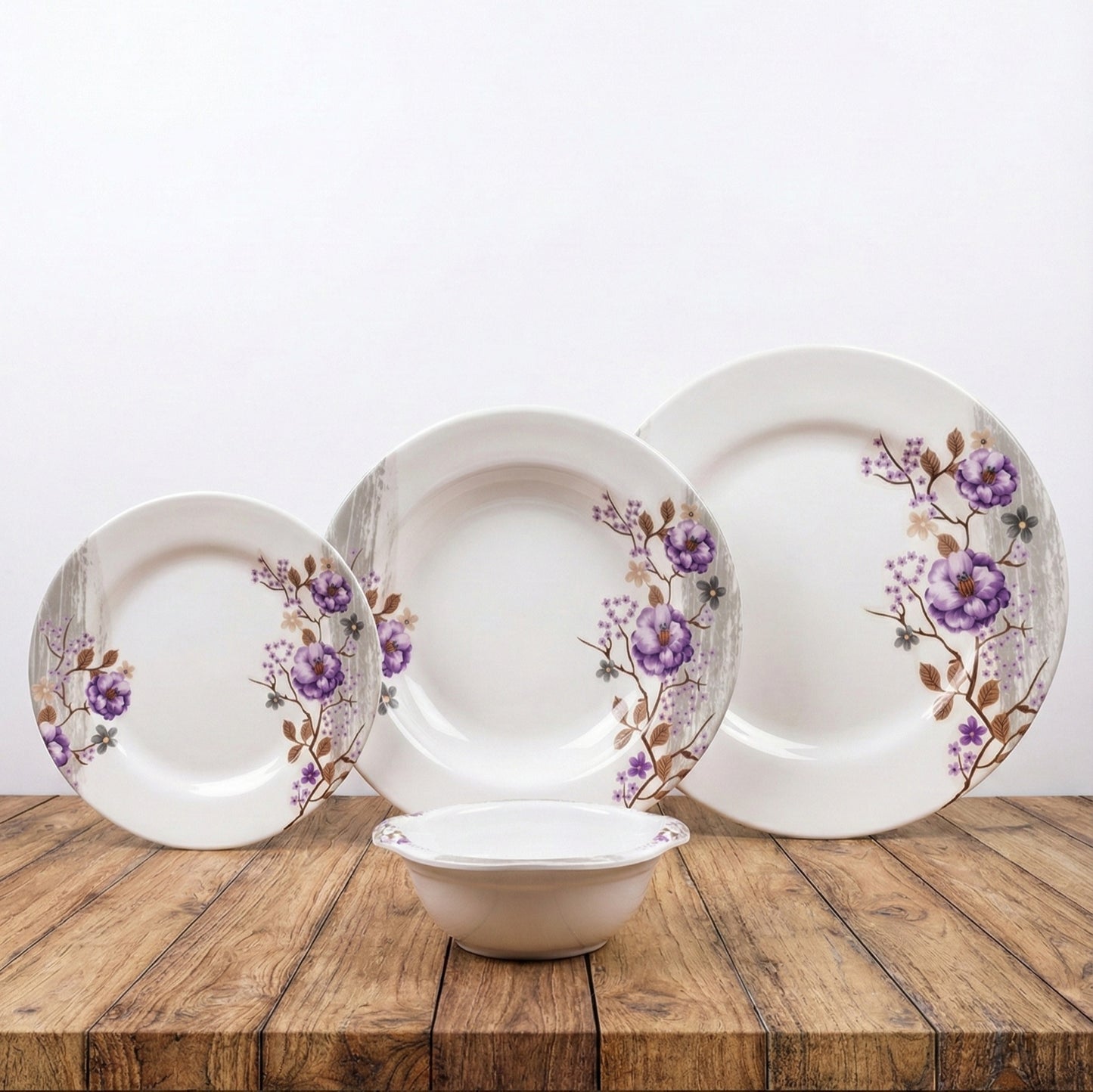 24Pcs Melamine Mini Dinner Set – 3 Sizes plates + 6 Serving Bowl (KTORI) | For 6 Persons | Unbreakable & Lightweight