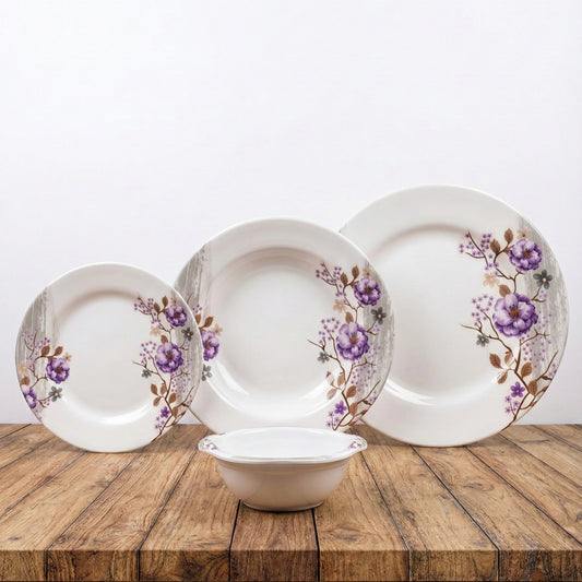 24Pcs Melamine Mini Dinner Set – 3 Sizes plates + 6 Serving Bowl (KTORI) | For 6 Persons | Unbreakable & Lightweight