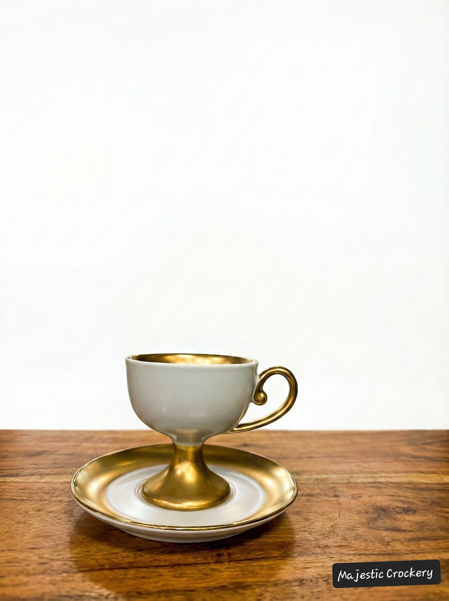 12PCs Luxury China Bone Cup Set – 6 Golden Chrome Cups with SAUCER & Premium Gift Box | Elegant Tea & Coffee Set