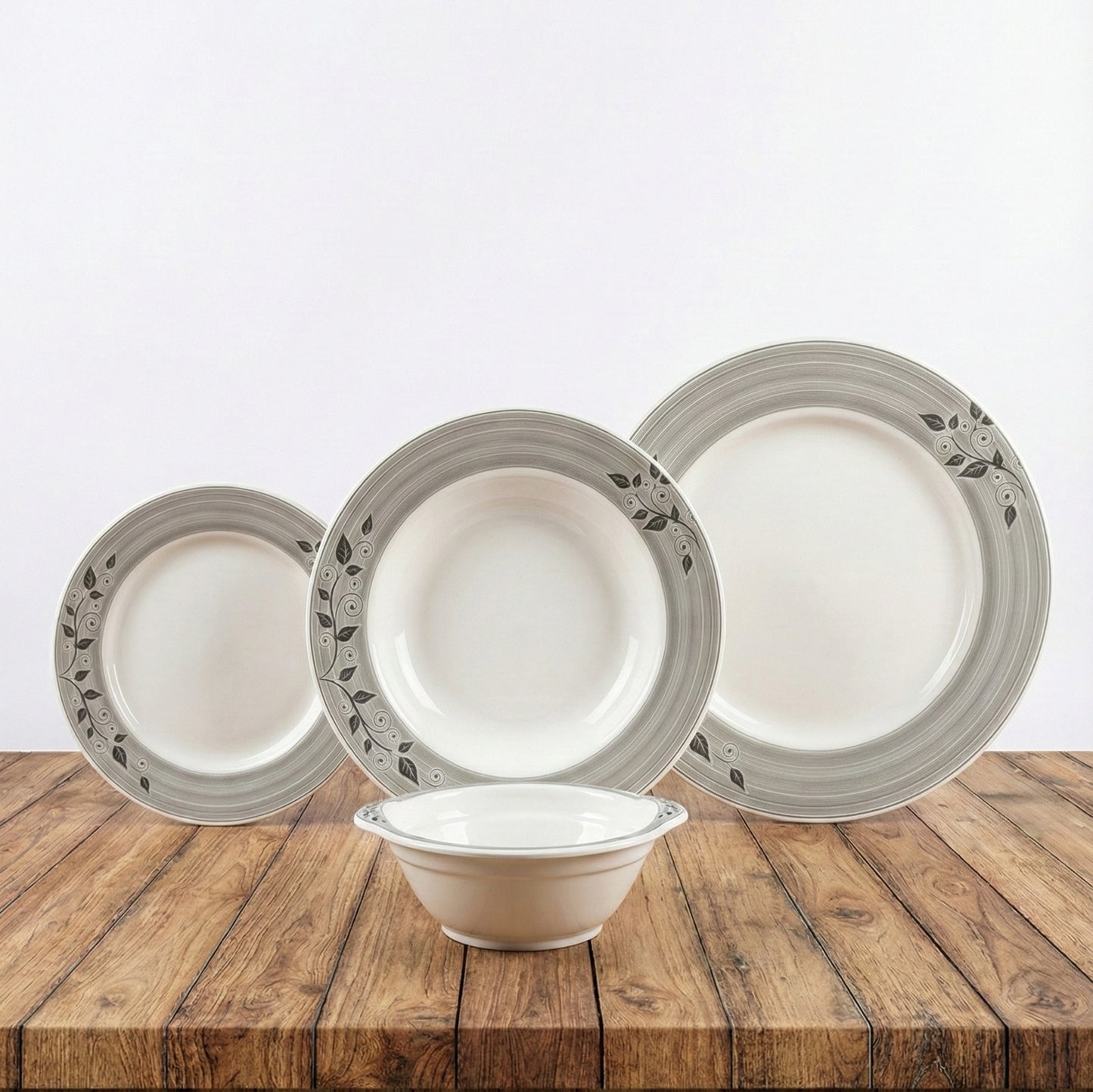 24Pcs Melamine Mini Dinner Set – 3 Sizes plates + 6 Serving Bowl (KTORI) | For 6 Persons | Unbreakable & Lightweight