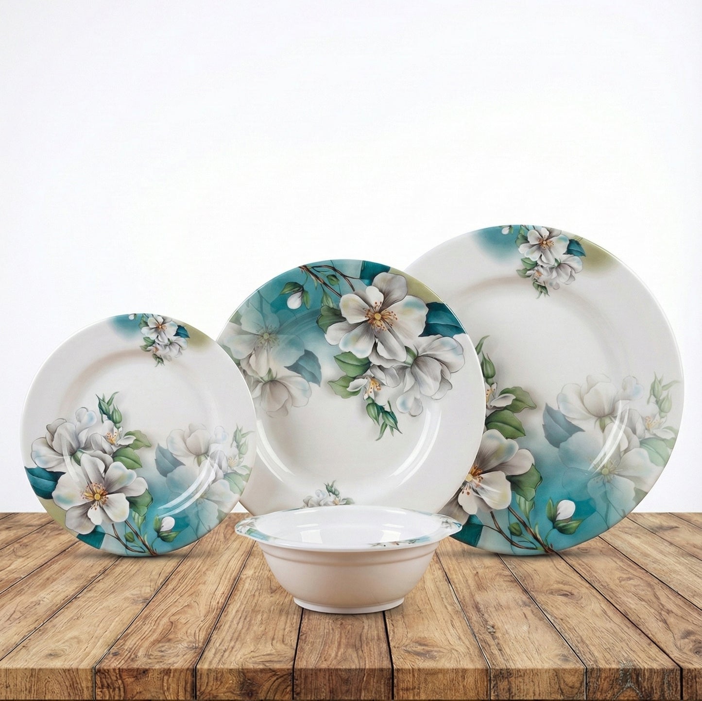 Premium 24Pcs Melamine Mini Dinner Set – 3 Sizes plates + 6 Serving Bowl (KTORI) | For 6 Persons | Unbreakable & Lightweight