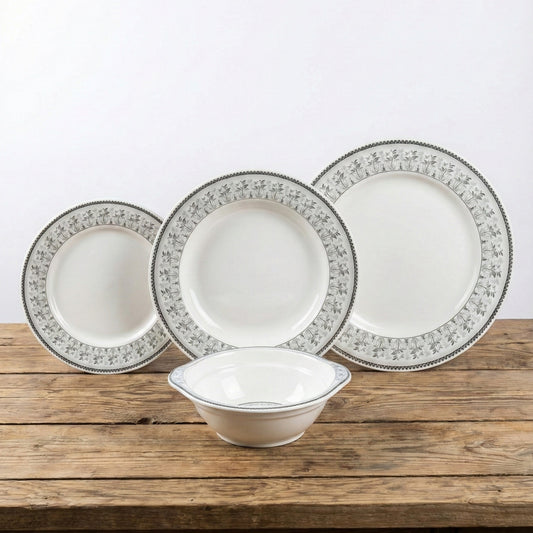 24Pcs Melamine Mini Dinner Set – 3 Sizes plates + 6 Serving Bowl (KTORI) | For 6 Persons | Unbreakable & Lightweight